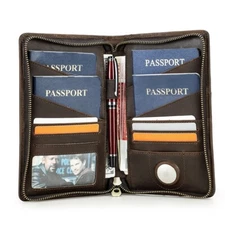 Men's RFID Leather Clutch Bag Wallet Phone AirTag Pen Photo Card Passport Holder
