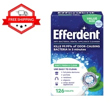 NEW Efferdent Retainer & Denture Cleaner Tablets Minty and Fresh Clean 126 Count