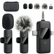 4in1 Wireless Lavalier Microphone for iPhone, iPad, Android, Camera  computers...