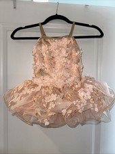 Peach tulle dance costume with floral appliqu s Size Small Child