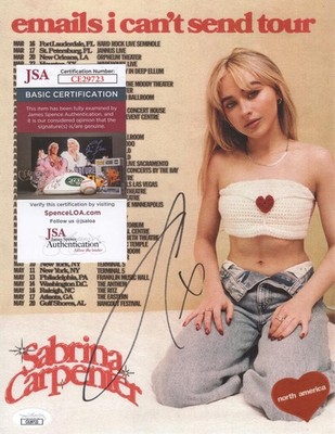 Sabrina Carpenter Signed Autograph 8.5x11 Concert Tour Poster