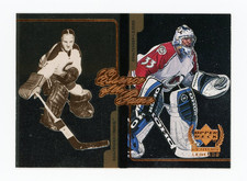  1999-00 UD CENTURY LEGENDS ESSENCE OF THE GAME #E5 PATRICK ROY JACQUES PLANTE