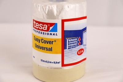 tesa  4368 Easy Cover Universal 33m x 0,3m Abdeckfolie mit Klebeband Profi Maler