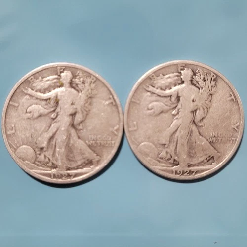 1927-S Walking Liberty Half Dollar 90% Silver Coins Lot (Set of 2) San Francisco