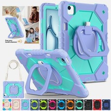 For iPad Air 11" 13" M4 2026 Kids Heavy Duty Shockproof Stand Case Cover Strap