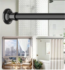Tension Curtain Rod, Extra Long Outdoor Rod 43-131 inches, Black 