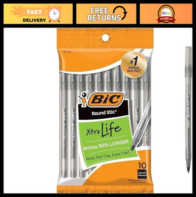 Black Ballpoint Pens Medium Point 1.0mm, 10-Count Pack, Smooth Writing, 120 Tota