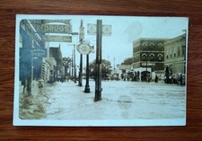 Scarce Postcard Scene of 1908 Flooding of Downtown Tulsa Oklahoma Postmark 1915