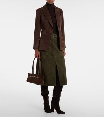 VERONICA BEARD Alexie Gürtelter Wildleder Midi-Rock 1705 $ Größe 6
