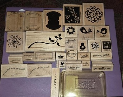 Stamping  Up! Mounted Rubber Stamp Lot 28 Garden, Birds, Sayings, Borders