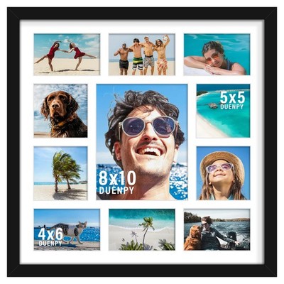 20x20 Collage Picture Frames Display One 8x10 Inch and Six 4x6 and Four 5x5 P...