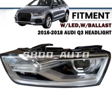 HID/Xenon Headlight Assy For 2016-2018 Audi Q3 W/ Bulb & Ballast Driver Left USA