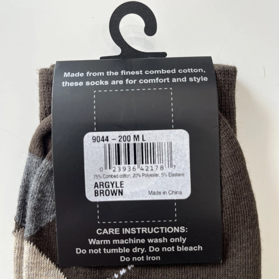 Florsheim Men's Pair Of Dress Socks, Brand New With Tags, Argyle & Charcoal - Image 4 of 4