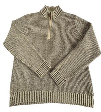 GH Bass  Co, mens L beige 1/4 zip pullover sweater Cotton Mix