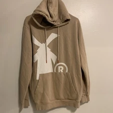 Dutch Bros Windmill Logo Cream Tan Beige Pullover oversized Hoodie Size Medium