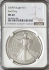 2024 P  $1 American Silver Eagle Star Privy NGC MS69 1 Oz 0.999 Bullion Coin 006