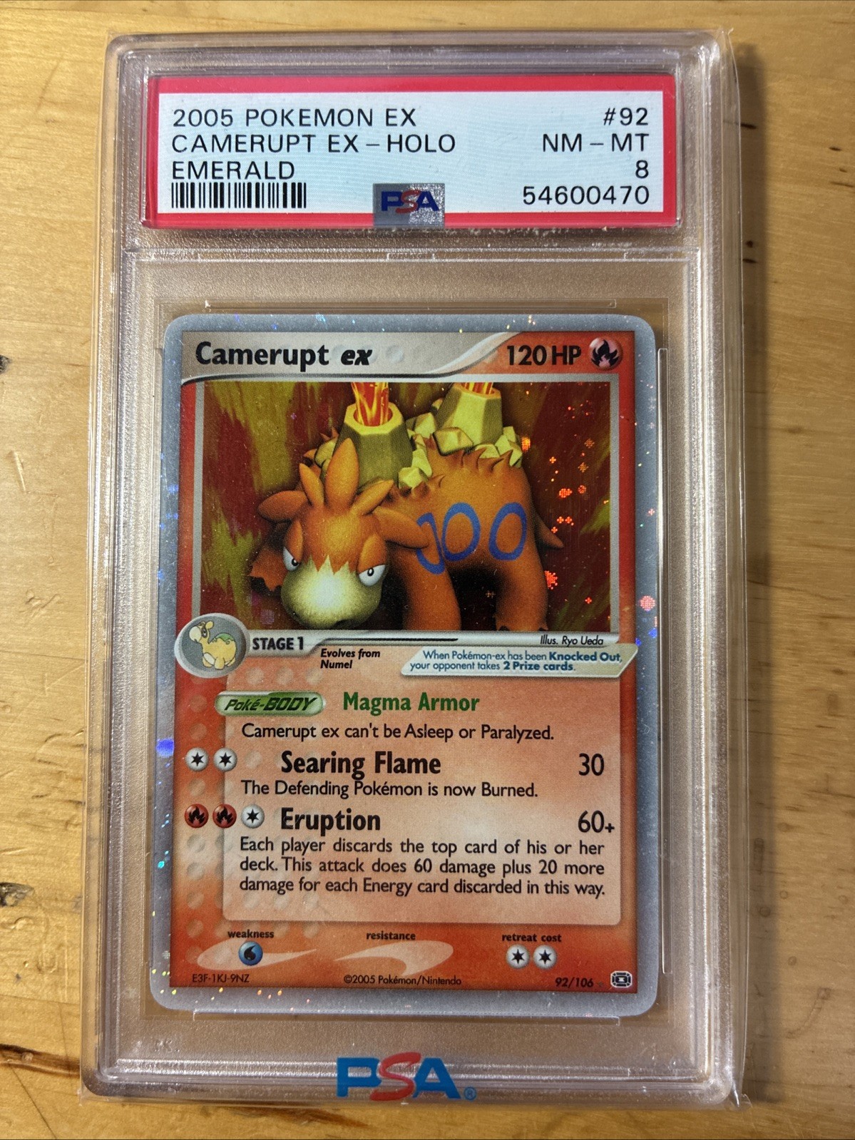 Pokemon Camerupt EX Emerald Ultra Rare Card #92 PSA 8 NM-MT Mint