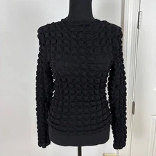 Elodie Bubble Knit Long Sleeve Top in Black Women's Size XS NWT