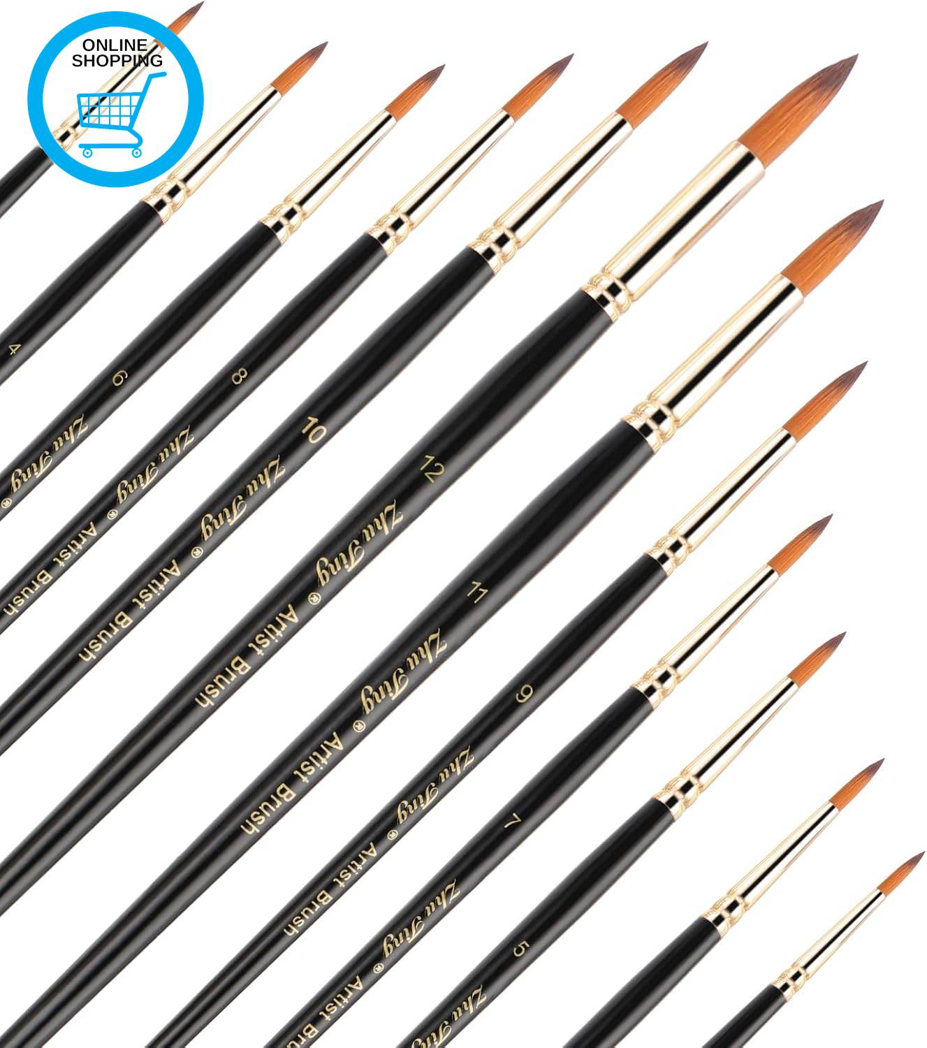 12 Pack round Paint Brushes Watercolor Brushes round Tip Artist Painting Brushes