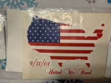 "UNITED WE STAND!" USA Flag 9-11-2001 Patriotic STICKER 5" x 4” New!