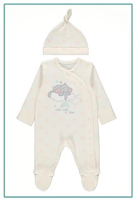 Baby Mädchen Disney Dumbo Schlafanzug & Mütze Set Figur Strampler 9-12 Monate