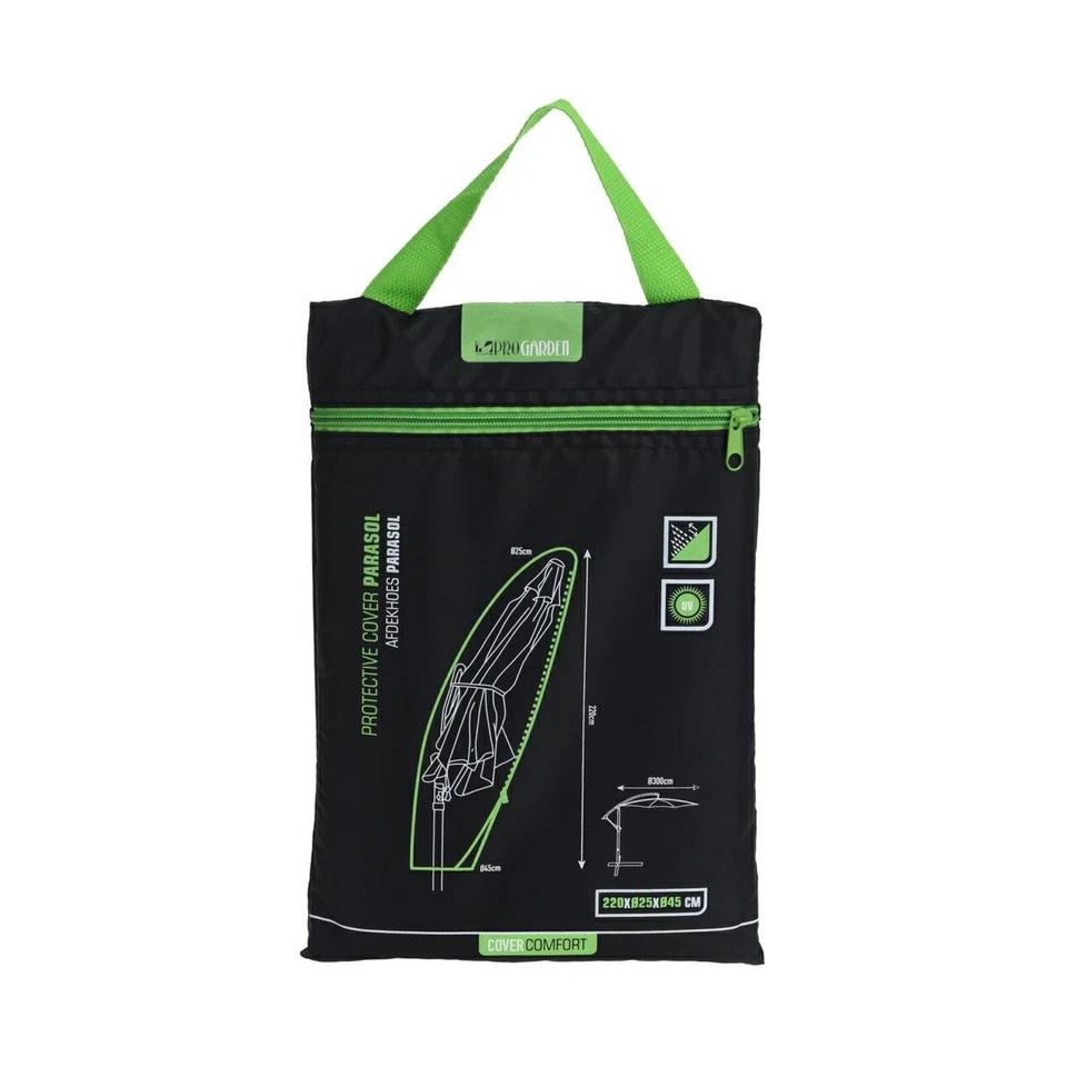 PROGARDEN Schutzhülle für Sonnenschirm 45x220 cm Schwarz Abdeckung Schirmschutz Überzug