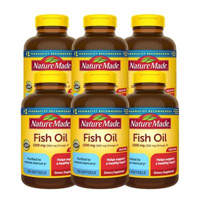 Nature Made Fish Oil 1200mg 360mg Omega-3 150 Liquid Softgels Lot of 6