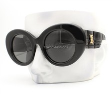 Burberry Sunglasses B 4370U 3001/87 Polished Black Gray Tint Gold Logo with Case