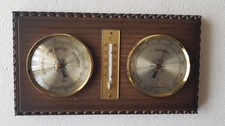 Vintage alte Wetterstation analog Thermometer Hygrometer Barometer