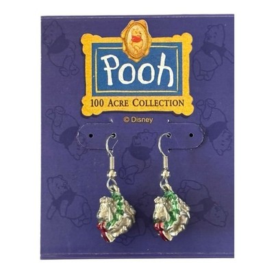 Vtg Disney Winnie the Pooh Christmas Eeyore W/ Wreath Dangle Earrings Jewelry