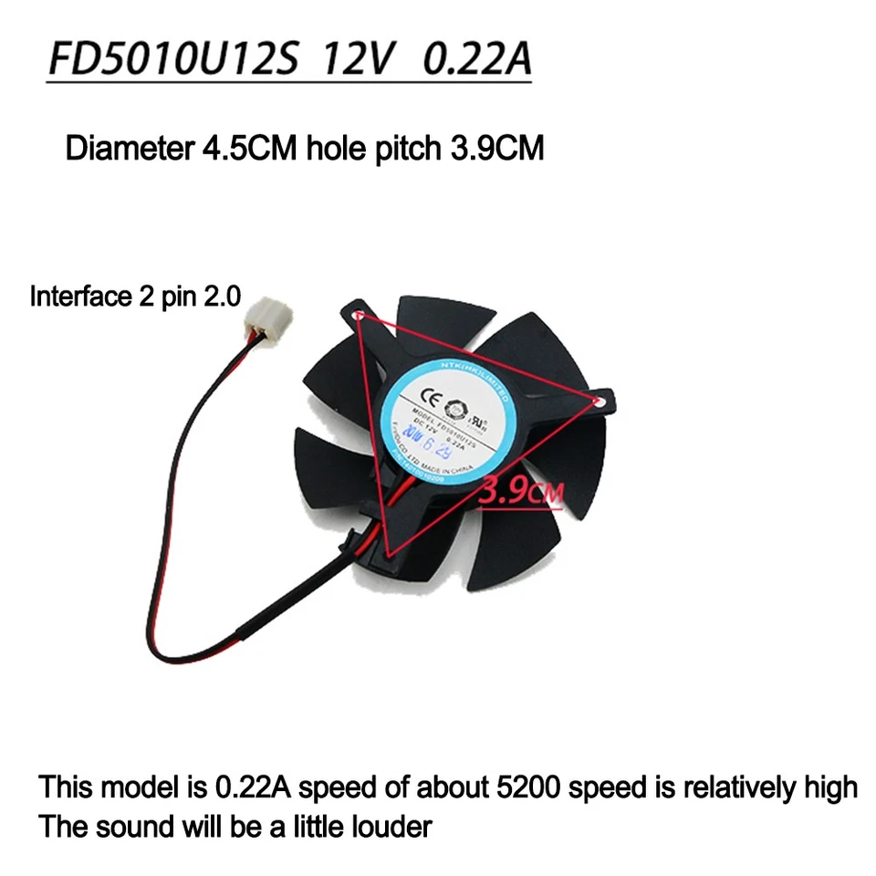 45mm For Lenovo G5005 Gt705 GT720 GT730 HD7750 HD8570 Graphics Card Cooling Fan - Image 4 of 4