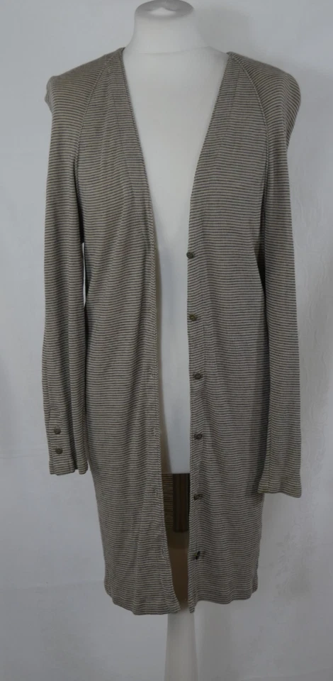 MISS BRITT Lange Strickjacke Strickmantel Beige/Schwarz WOLLE Größe XS 34/36 TOP - Bild 4 von 4