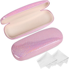 Glasses Case, 2 Pack Eyeglass Case with Cleaning Cloth, Glasses Case Hard Shell