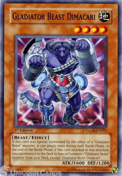GLAS-EN023 Gladiator Beast Dimacari : Common 1st Edition Mint YuGiOh Card