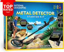 National Geographic Kids Metal Detector Waterproof 18.8cm Coil Trowel Gold Beach