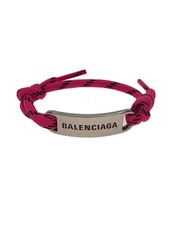 BALENCIAGA Bangle Logo Plate Bracelet Pink Women's Tarnished with Scratches