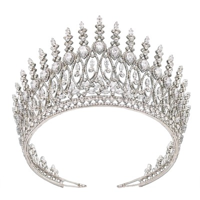 Tall Wedding Tiaras for Bride Large Queen Crowns 5A Cubic Zirconia Princess B...