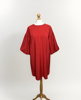 F&F Damenkleid Größe UK 10 rot Ballonärmel Urlaub Sommer hell neu mit Etikett