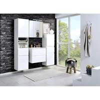 Komplett Badezimmer Set Hochglanz 60Cm Waschtisch & Led Spiegelschrank BadmöBel