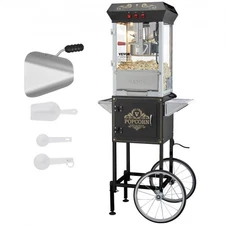 VEVOR Popcorn Maker w/Cart,850W Popcorn Popper Machine,8 Oz Kettle Makes 48 Cups