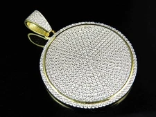 1.70Ct Round Diamond Men's Disc Medallion Pendant 14K Yellow Gold Plated
