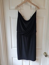 Sexy Little Black Dress Calvin Klein Sheath Dress Sleeveless Chain Straps Size 8