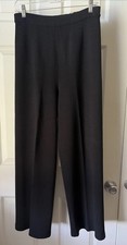 St. John Womens Santana Knit Pants Size 10 Black Flat Front Quiet Luxury