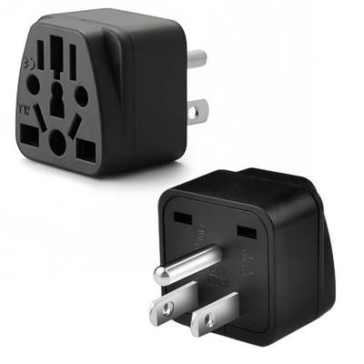 2 Pack US Travel Plug Adapter, EU,AU,UK,CN,to USA(Type Small, Black-2pcs 