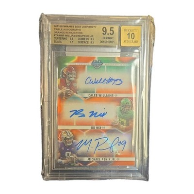 2023 Bowman Best Caleb Williams/Bo Nix/Michael Penix Jr BGS 9.5, Auto 10 #10/10