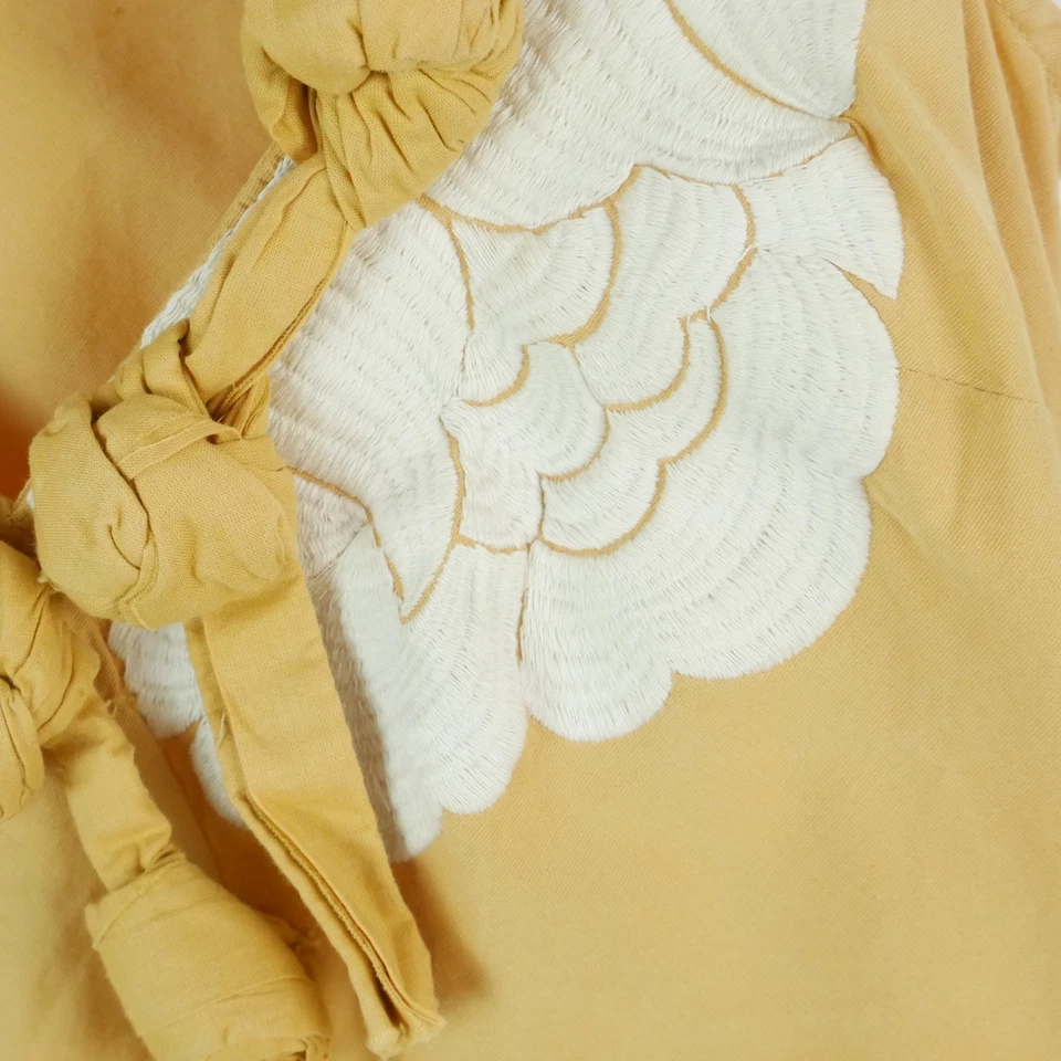 Anthropologie размер 4 верхний масло желтый вышитый Y2K Twee Odille романтический - Изображение 4 из 4