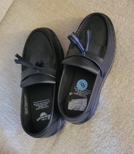 Dr. Martens Black Vegan Leather Platform Tassel Loafers Women's Size 6
