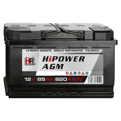 HR 12V 85Ah Autobatterie 820A EN AGM Start-Stop Starterbatterie Wartungsfrei