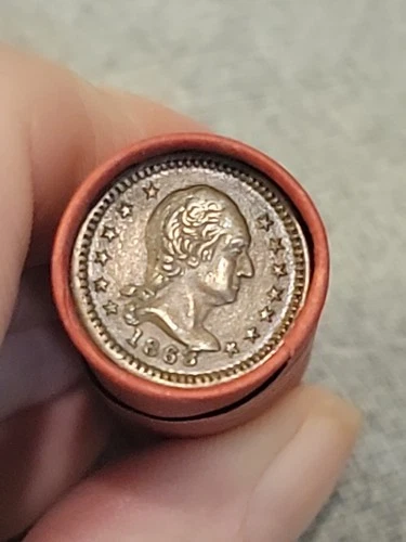 Au+ George Washington CWT &1858 Flying Eagle Ends Of Lincoln Wheat Cent Roll