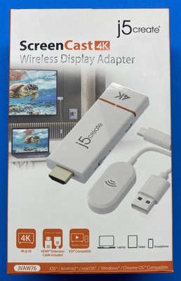 j5create ScreenCast 4K Wireless Display Adapter - White JVAW76 New 